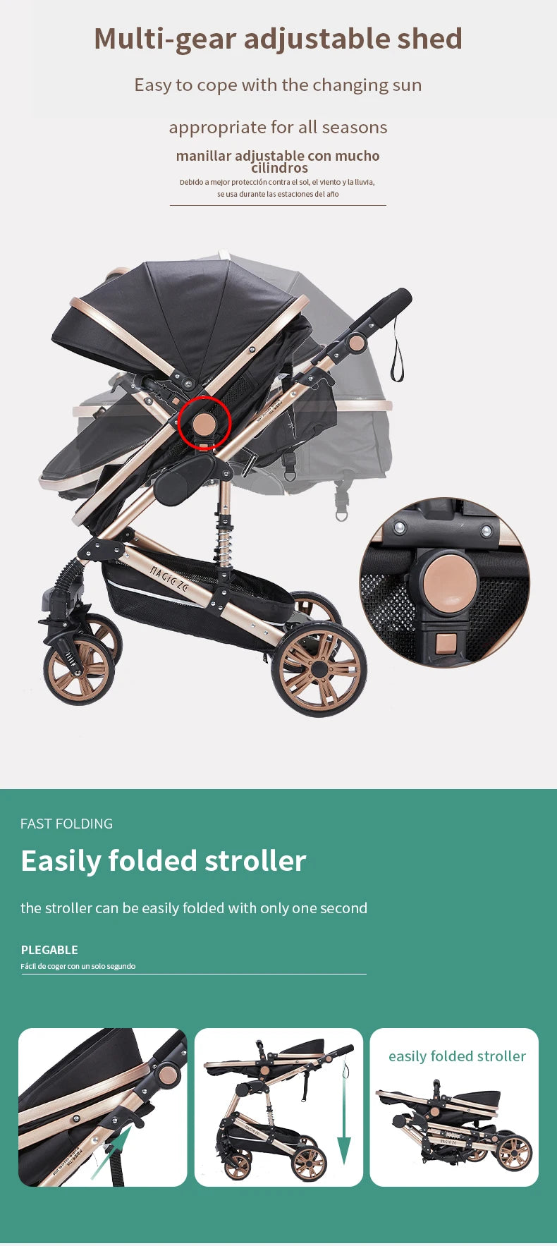 Baby Stroller 3 in 1 stroller lightweight strollers  Baby Carriage mutifunction strollers Baby newborn stroller mother kids