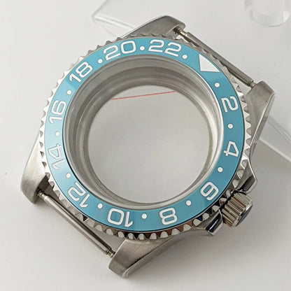 Goutent 40mm Sapphire Crystal Watch Case Blue Ceramic Bezel Fit NH34 NH35 NH36 ETA 2824 PT5000 ST2130 Movement