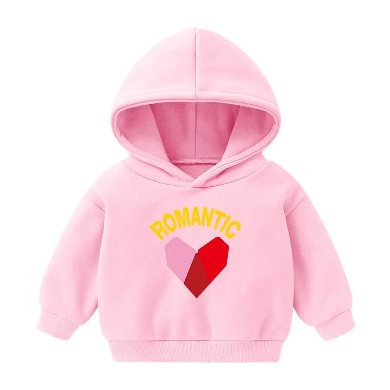 1pcs Boys Girls Thick Velvet Cartoon Tees Kids Solid Casual Fashion Warm Autumn Winter Sweatshirt Hoodie Baby Cloths Infant Tops
