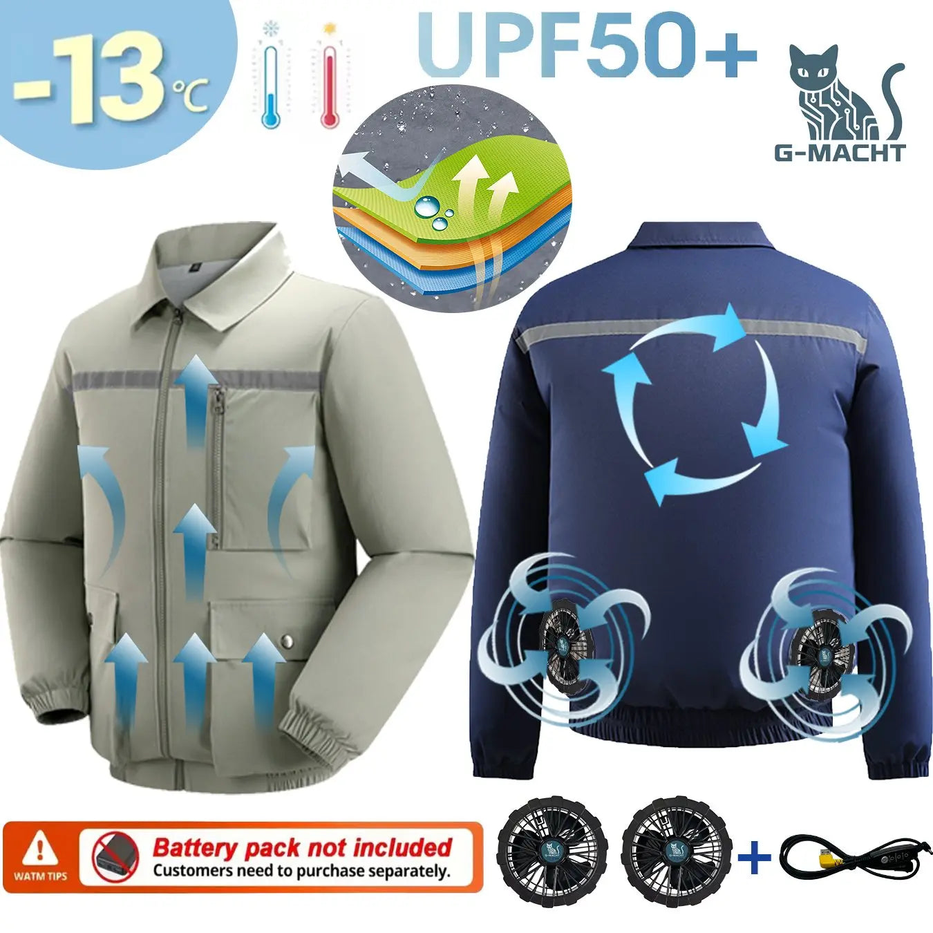 Summer 4 Fans Air Conditioning Cooling Vest Men Women Ultralight Outdoor Jacket Sun Protection Windbreaker Travel Fishing Sports