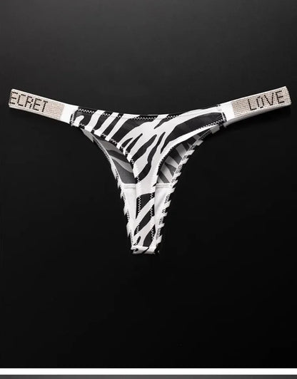 Letter Sexy Panties Women Thongs Rhinestones Diamonds G-string Sports Thong Low Waist Shorts Briefs T-back Fitness S-XL