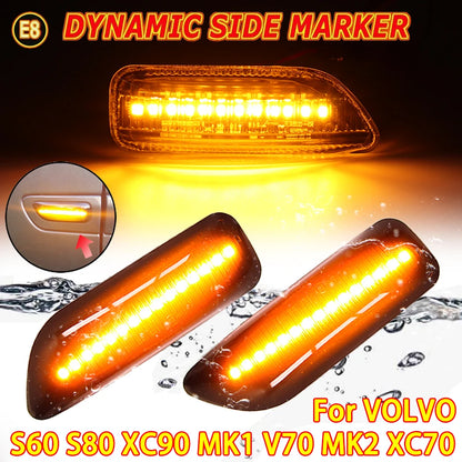 For Volvo XC90 S80 XC70 V70 S60 2001- 2009 LED Dynamic Turn Signal Light Side Mirror Sequential Lamp Blinker Indicator