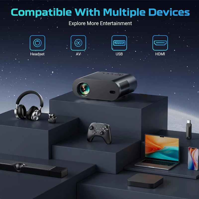 2025 Huaweishi L007  4K 1000ANSI  Native 1080P Projector Auto Focus Keystone Correction BT5.2 Android 11 WIFI6 Home Cinema