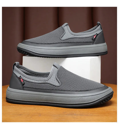 Men's mesh shoes 2026 summer new solid color versatile single shoe breathable soft sole lightweight casual shoes