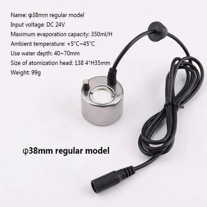 Ultrasonic Atomizer Lightless Metal Head Ceramic Chip Fogger 38mm Balcony Courtyard Water Feature Fountain Sprayer Humidifier EU