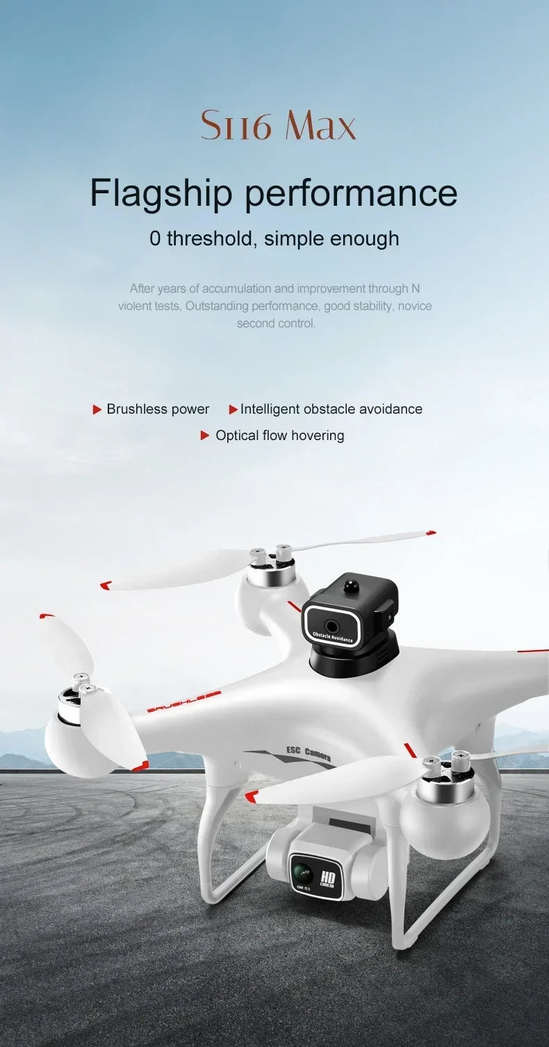 S116 MAX FPV Drone Triple Battery Dual 8K HD Cameras Optical Flow Positioning WIFI Real-Time Transmission 360° Smart Avoidance