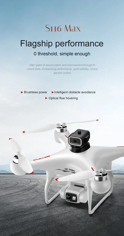 S116 MAX FPV Drone Triple Battery Dual 8K HD Cameras Optical Flow Positioning WIFI Real-Time Transmission 360° Smart Avoidance