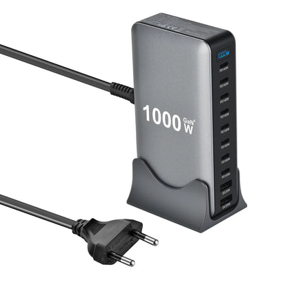 New 1000W GaN USB Type C Charger PD3.1 PPS 10-Port Desktop Fast Charging Station Adapter for Tablets & Mobile Dropshipping