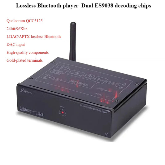 HiFi Lossless Bluetooth Decoder Audio Receiver QCC5125 Dual 9038Q2M DAC 24BIT 96KHz Lossless Decoding External USB Sound Card