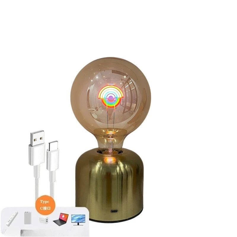 G125 5V Bulb Light Lamp Holder Creative Gift LED Induction Charging Night Light Atmosphere Decoration Ornaments Rainbow Filament