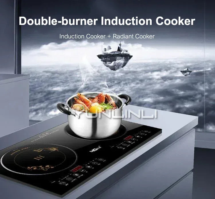 Double-Stove Induction Cooker Household Embedded Panel Cooktop Stove And Ceramic Stove Embedded Dual-Use Independent Control