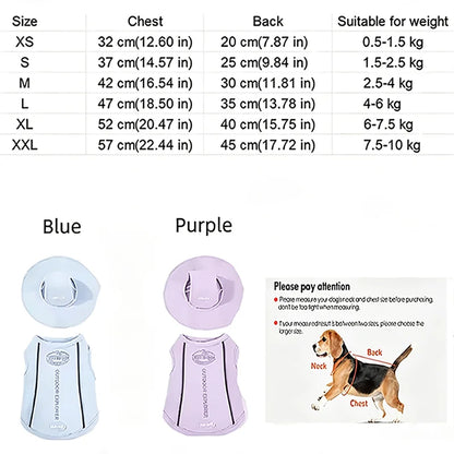 Pet Dog Summer Cooling Vest with Cap Breathable Mesh Sun Protective Shirt for Dogs&Cats Lightweight Outdoor Pet Clothes Set