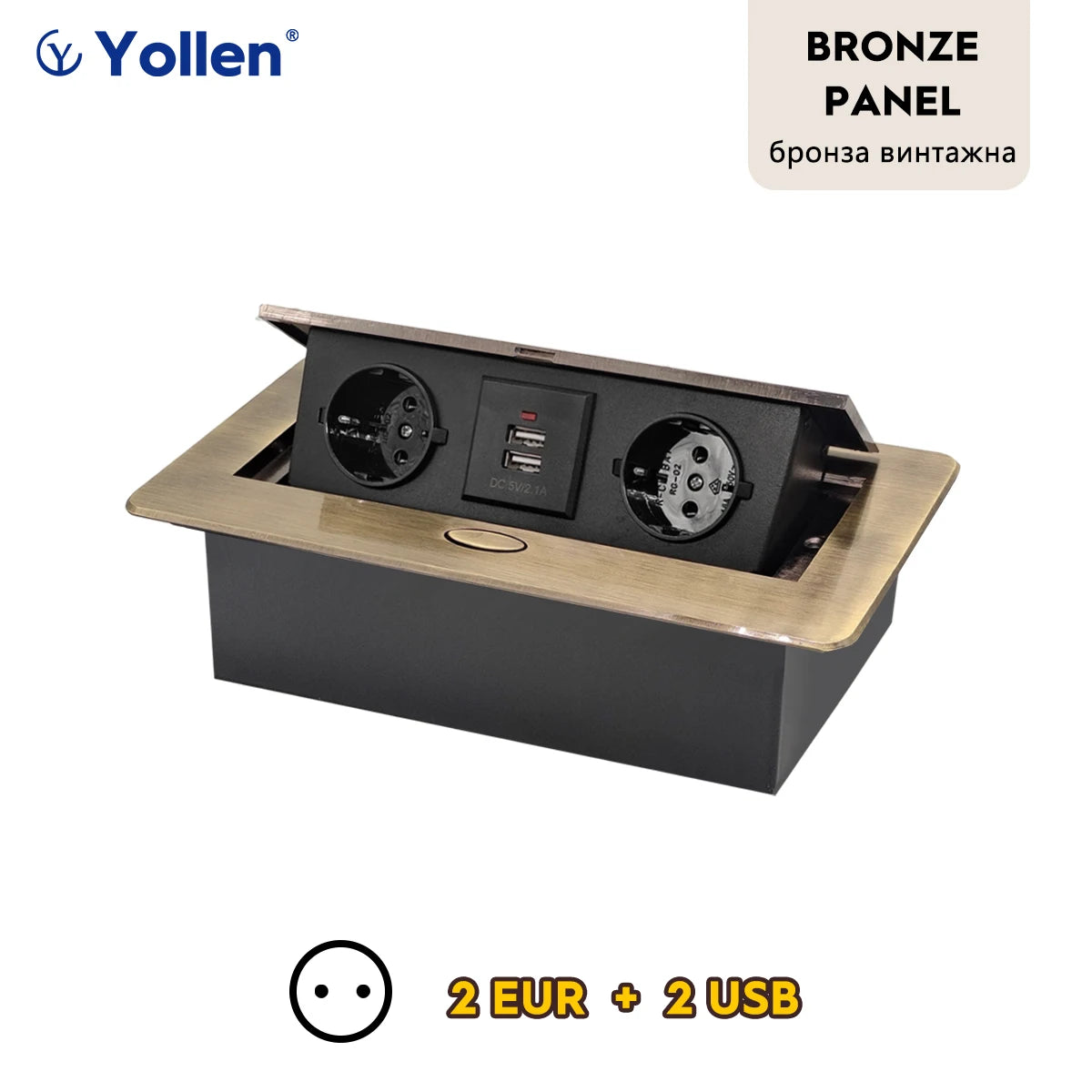 White/Black/Silver/Gold(Бронза Bинтажна) Metal Panel EUR Version RU Table Socket 2/3 Outlet USB Office Kitchen Cabinet Install