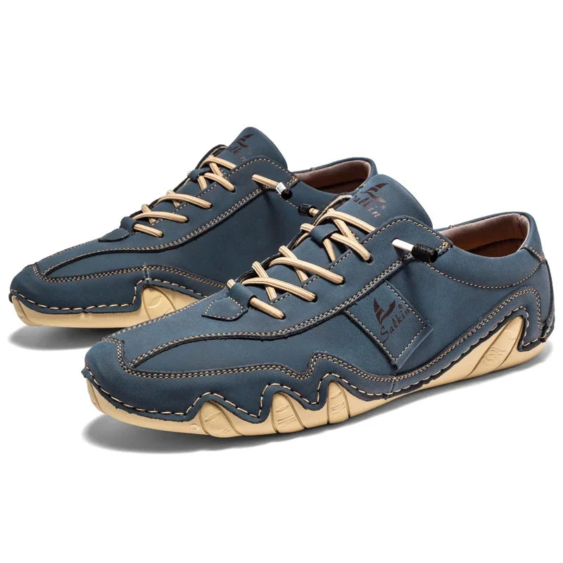 2024 Hand Sewn Leather Shoes for Men Light Outdoor Walking Casual Shoes Big Size 47 48 Slip-On Driving Loafers Men