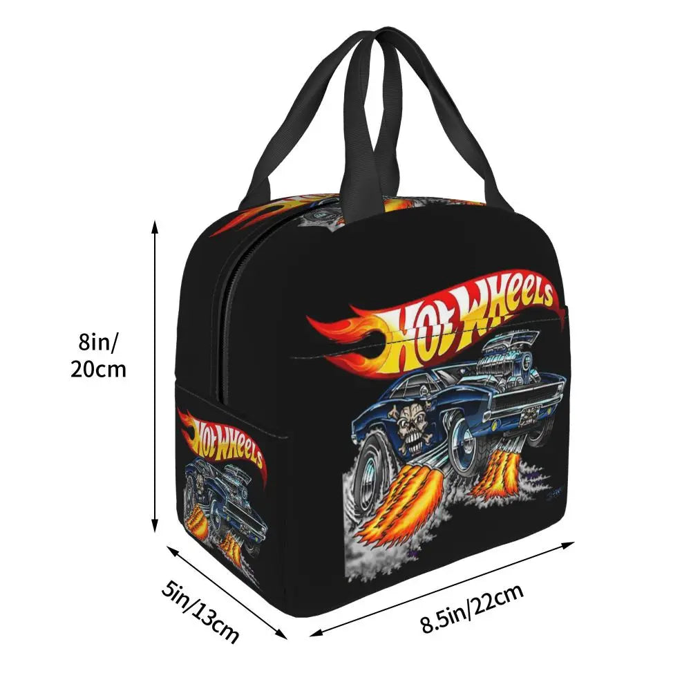 Custom Hot Wheels For Fans Thermal Insulated Lunch Bag Cartoon Sport Car Portable Lunch Container Travel Multifunction Food Box