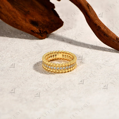 ATTAGEMS New Trends Moissanite Eternal Rings for Women S925 Sterling Silver D VVS1 Diamond Elegant Engagement Bands Fine Jewelry