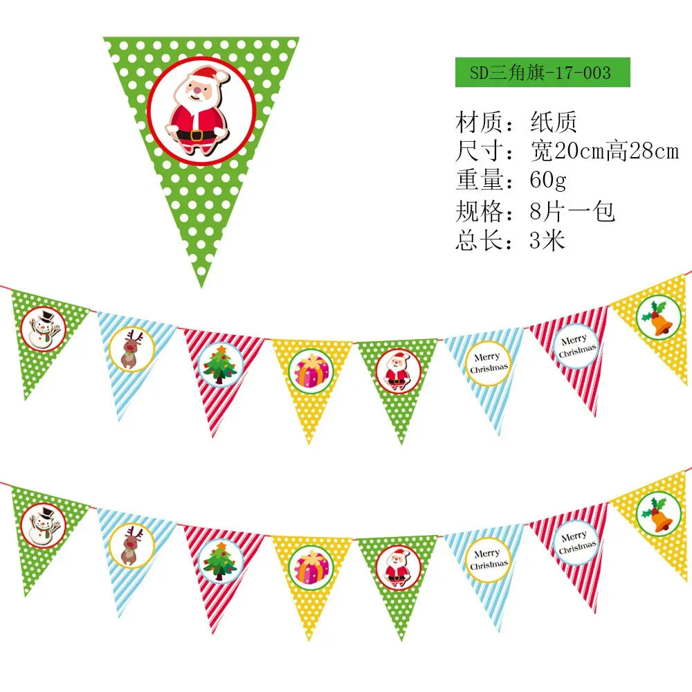 Christmas Banner Tree Ornaments Merry Decoration for Home 2025 Santa Claus Pendant Xmas Gifts New Year 2026 Flag Party Pulling