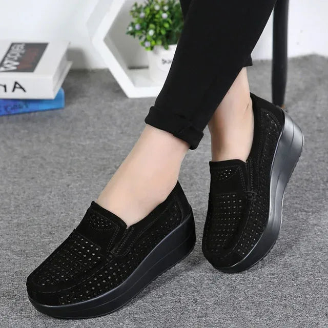 Creepers Platform Shoes Women Flats Women Loafers Spring Autumn Casual Suede Leather Shoes Ladies Moccasins Slip On Plus Size 42