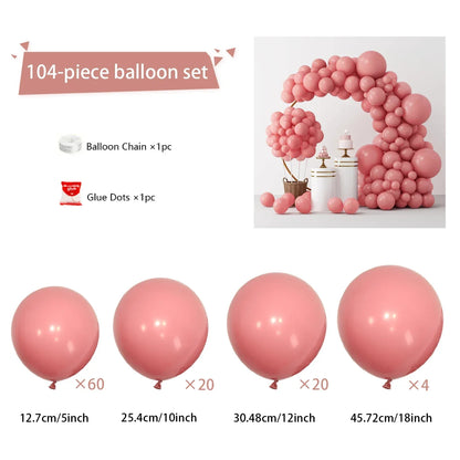 104 Pieces Ruby Red Balloon Red Garland Arch Set with Different Sizes, Suitable for Birthday, Wedding, Valentine's Day