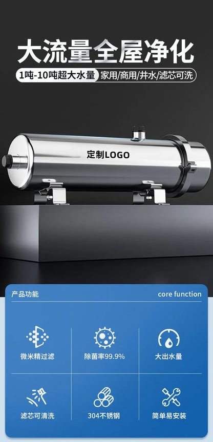 Reusable PVDF Water Filter System, High Flow, Commercial, Home, Kitchen Drink, Straight UF Filters, Lasts Exceed 5 Years, 1000L