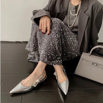 2025 New Fashionable Pointed-toe Buckle Solid Color High-heeled Sandals for Women in Spring and summer  Luxury Shoes