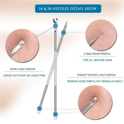 4Pcs Blackhead Remover Acne Needle Facial Cleansing Acne Extractor Remove Blackhead Pores Cleaning Tools