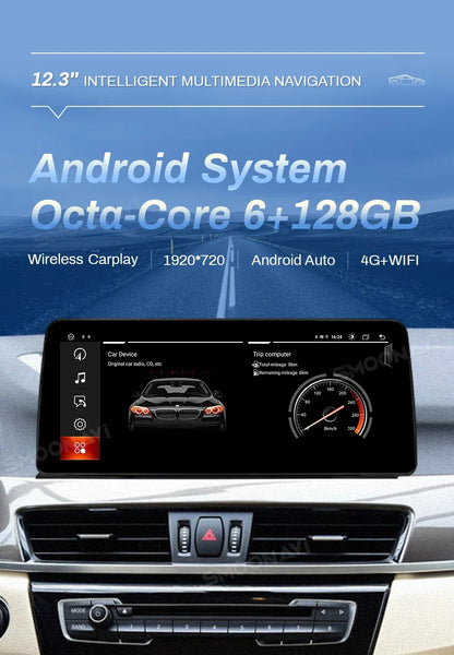 Wireless Carplay Android 12 12.3 Inch IPS 1920*720P Car Multimedia Player For BMW X1 F48 2016 2017 NBT System 4G Wifi Navigation