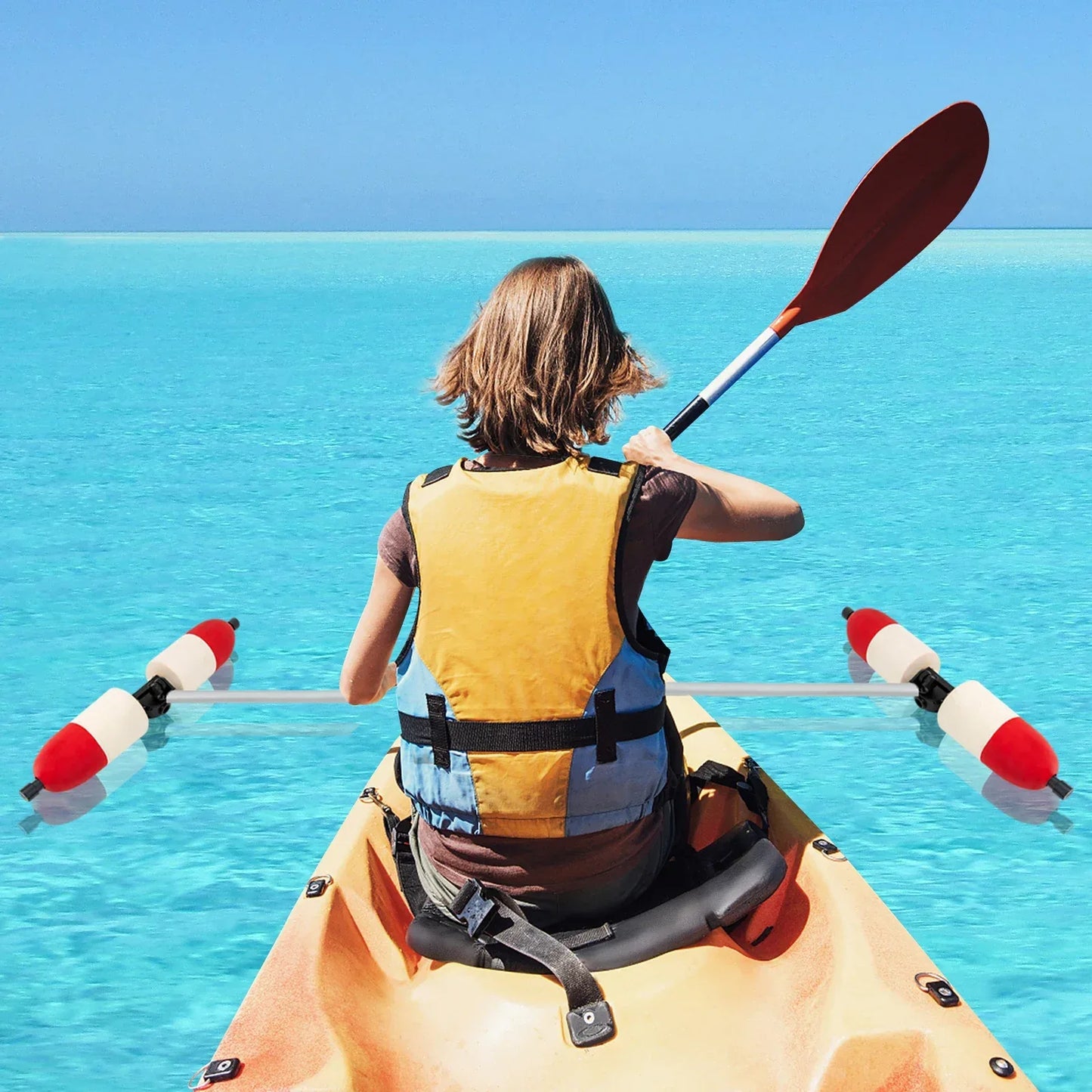 Marine Boat Kayak Red Durable Outrigger/Stabilizer System PVC and Aluminum for Most Kayaks and Canoes