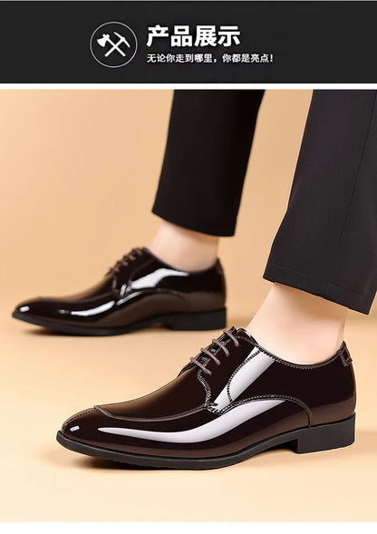Business Men's Dress Shoes Patent Leather Trend Mens Party Shoe Soft Sole Casual Shoes Plus Size 38-48 Men Shoes High Quality