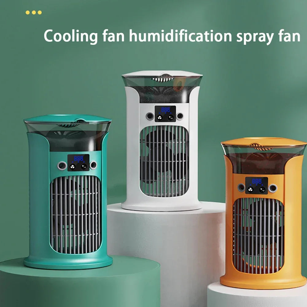 Portable Rechargeable Quiet Cool Air Fan with Humidifier, Desktop Air Conditioner, Water/Ice Cooling Cooling Fan For Office/Home