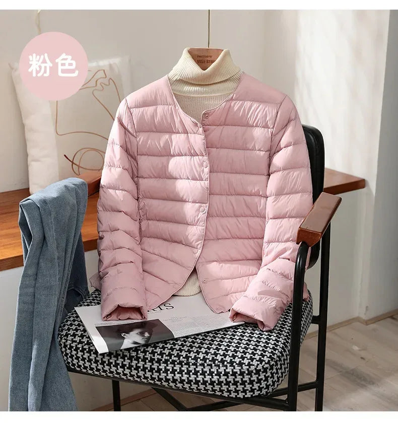 Light Down Coat Spring Autumn Warm Women White Duck Down Slim Jackets Female Fashion Ultra Lightweight Packable Puffer Coats