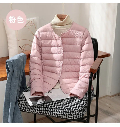 Light Down Coat Spring Autumn Warm Women White Duck Down Slim Jackets Female Fashion Ultra Lightweight Packable Puffer Coats