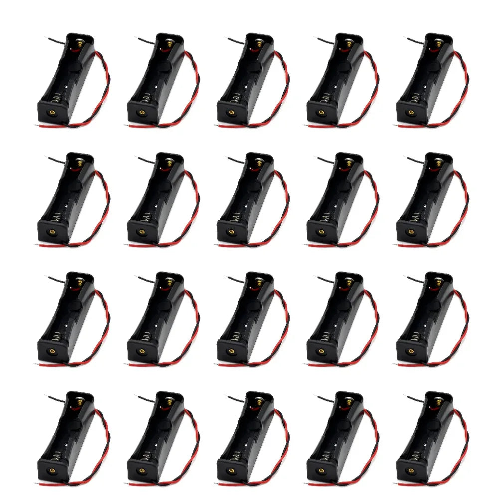 1 2 3 4 Slot DIY Batteries Clip Holder Container Plastic 18650 Holder Box with Wire Lead Black for 18650 3.7V Battery