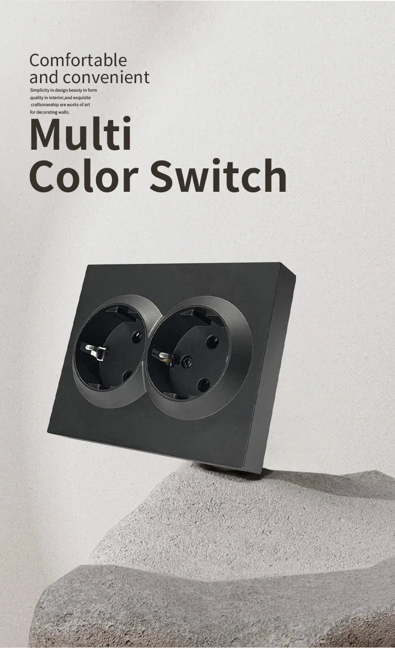 Black 250V With Ground Paint Plastic Plugs Socket AC EU Standard Flame Retardant Electrical Outlets Classic Wall Embedded Socket
