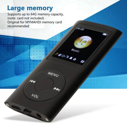 MP3 Player with Earphone Data Cable Stylish Multifunctional Lossless Sound Slim 1.8 Inch LCD Screen Portable MP3 Music Players