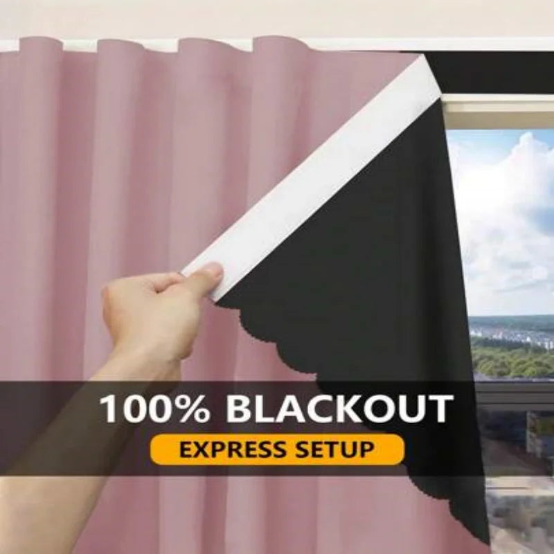 1pc Self-Adhesive Portable 100% Blackout Curtain, No Drilling Needed Sunshade Cloth Suitable For Windows, Doors, Bedrooms, Basem