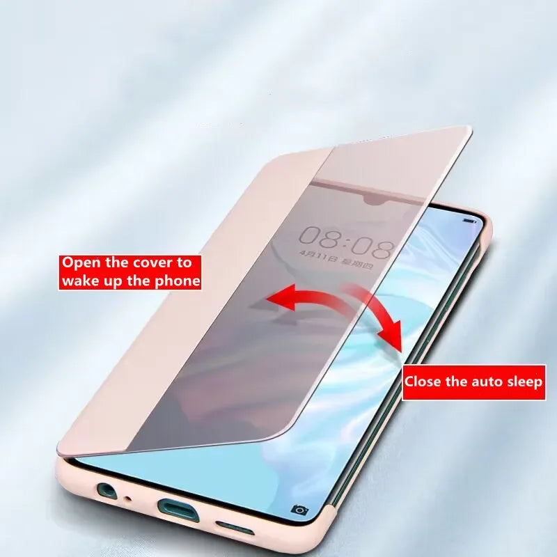 Original Huawei P30 Smart Wake Chip Mirror Phone Case For Huawei P30 PRO / P30 Smart View Clear Mirror Flip Cover Fundas Capa