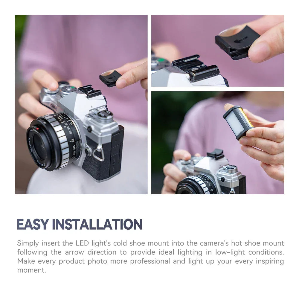 TTARTISAN Fill Light Video Light Magnetic Mount Reteo Film Style Mini LED Light 0.5W 3000/4500/6000K CRI 95+ 300mAh Cold Shoe