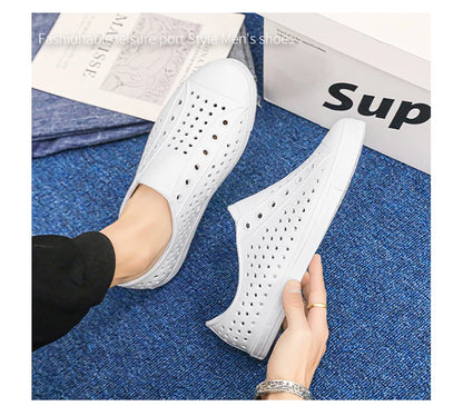 New beach sandals perforated shoes men's anti slip work shoes summer garden shoes water shoes ultra light outdoor walking shoes