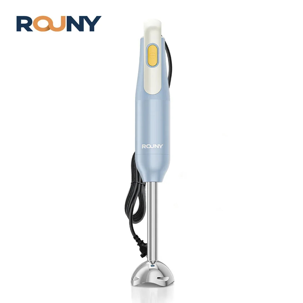 ROUNY Handheld Immersion Blender with Stainless Steel Blades for Kitchen Food Mixing, Light Blue Stick Blender, Classic Basic