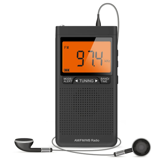 Portable AM FM Pocket Radio Auto-Scan Battery Powered Emergency Radio for Home Outdoor Daily Listening