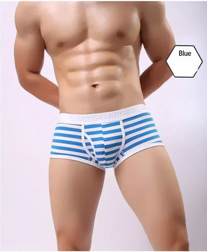 Cotton Men Boxers Men Soft Penis U-Pouch Underwear Underpants Shorts Breathable Striped Hot Male Underwear