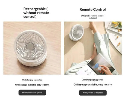 Edon Air Circulation Fan Wireless Suspended USB Rechargeable Night Light Touch Control 4 Wind Speed Folding Electric Fan Home