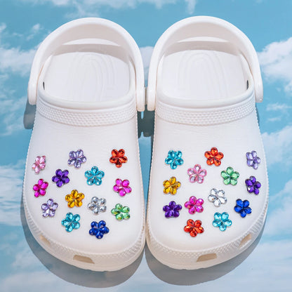 1PCS Bling Crystal PVC Shoe Charms Flower Heart Shaped Gem DIY Accessories Shoe Decorations Charms Transparent Diamond