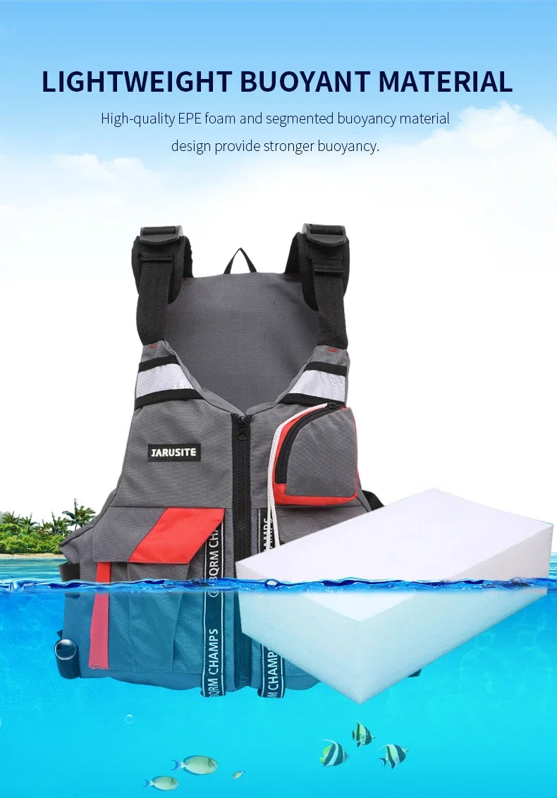 High Buoyancy Fishing Vest Adjustable Safety Life Jacket for Outdoor Boating and Fishing Gear Men Women Water Sports Vest