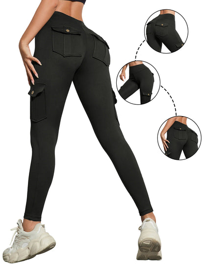 1/3 PCS Washed Print Work Pocket Women Leggings Elastic Butt Lifting Fitness Tights 2025 New Athletic Pants Fashion Streetwear