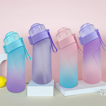 LUSQI Air Flavored Water Bottle With 7 Flavor Ring Sports Fashion Straw Tritan Plastic Cup Suitable for Outdoor Sports Fitness