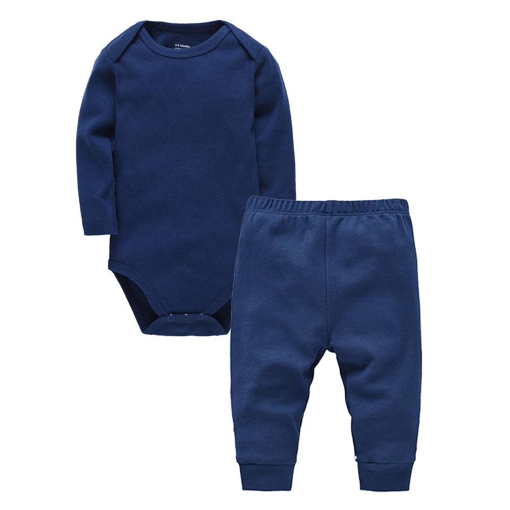 2 Pieces Set 100% Cotton Baby Rompers Pants Blank Colors Kids Trousers Plain Newborn Clothing Muslin Bodysuit Clothes