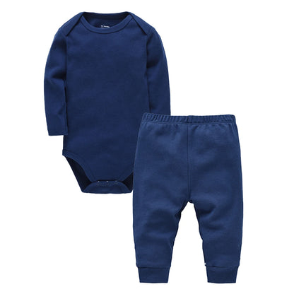 2 Pieces Set 100% Cotton Baby Rompers Pants Blank Colors Kids Trousers Plain Newborn Clothing Muslin Bodysuit Clothes
