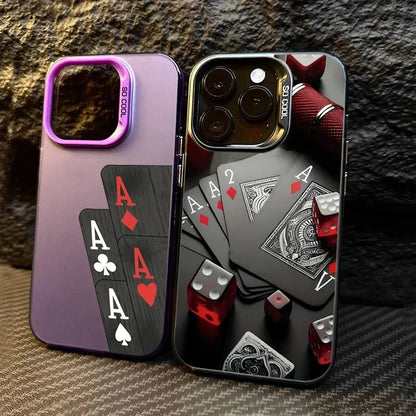 Poker For iphon 16 15 Plus X XR XS Max 11 12 13 Pro 16 Pro Max X XR XS Shockproof Ultra-Thin Hard Cover Protective Phone Case